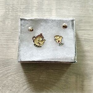 Mrs. Potts Gold Teapot and Cup Earrings
